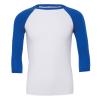 Unisex triblend ¾ sleeve baseball t-shirt White/True Royal