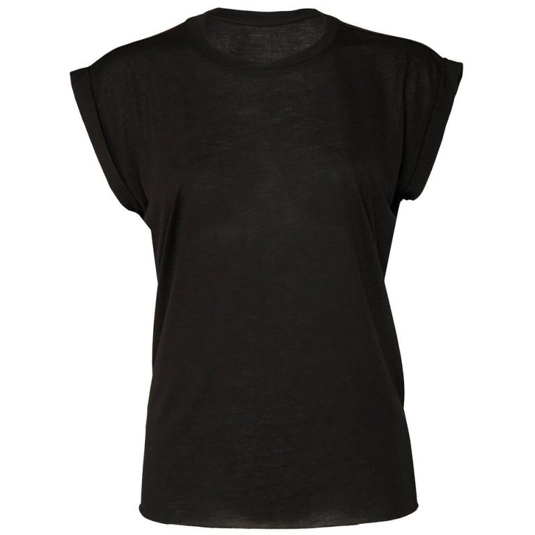 Women's flowy muscle tee with rolled cuff Black