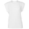 Women's flowy muscle tee with rolled cuff White