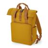 Recycled twin handle roll-top laptop backpack Mustard