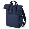 Recycled twin handle roll-top laptop backpack Navy Dusk