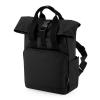 Recycled mini twin handle roll-top backpack Black