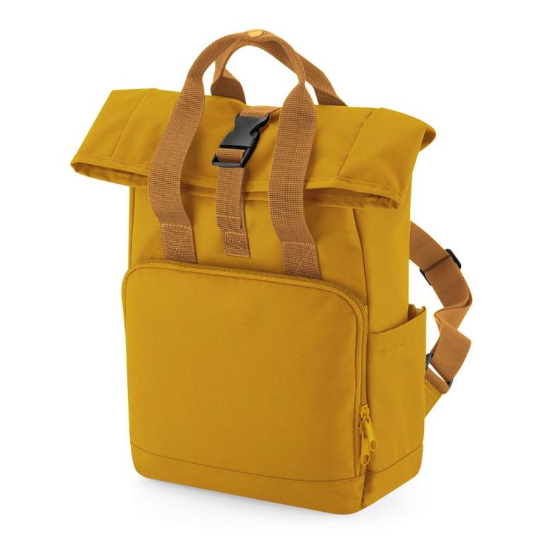 Recycled mini twin handle roll-top backpack Mustard