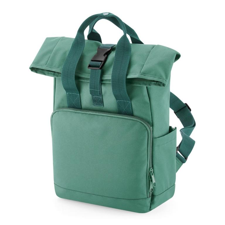 Recycled mini twin handle roll-top backpack Sage Green