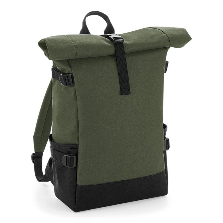 Block roll-top backpack Olive Green/Black