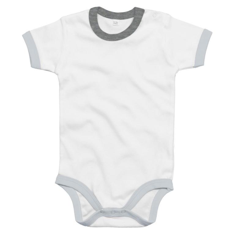 Ringer bodysuit White/Heather Grey Melange