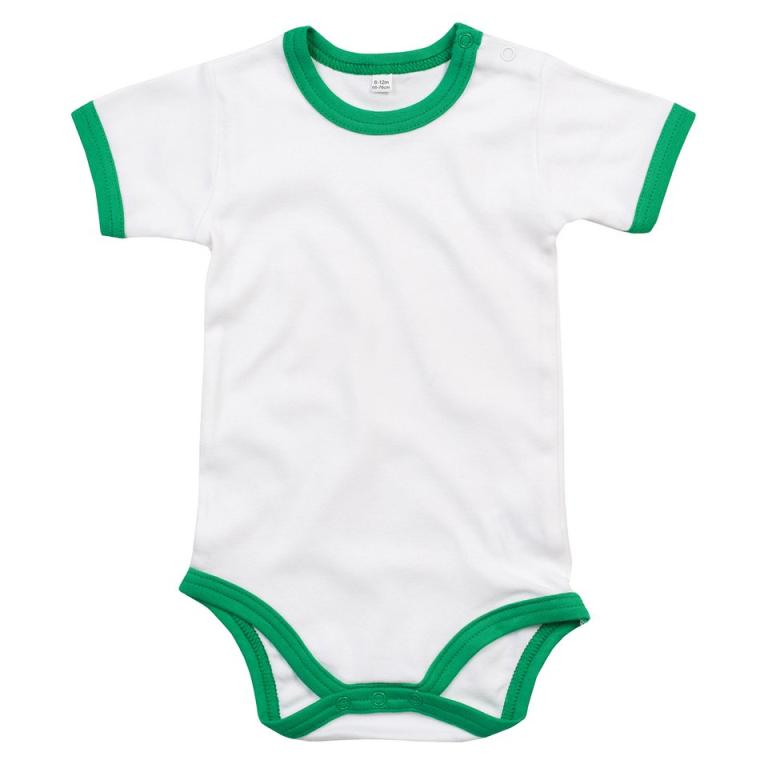 Ringer bodysuit Organic White/Kelly Green