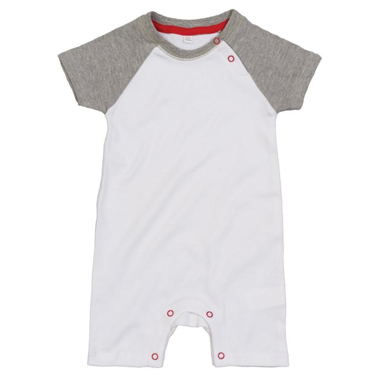 Baby baseball playsuit White/Heather Grey Melange/Red