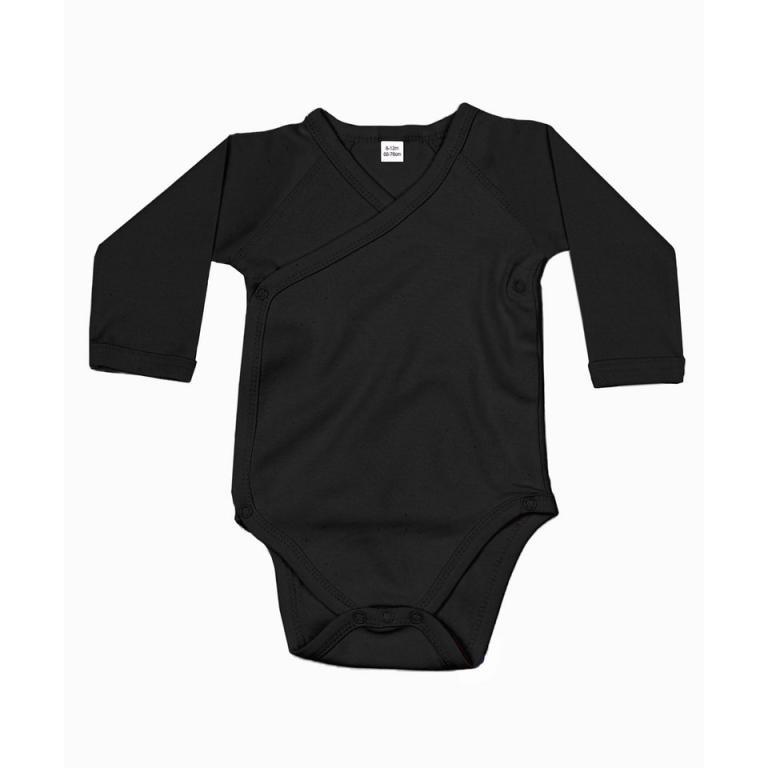 Baby long sleeve kimono bodysuit Black