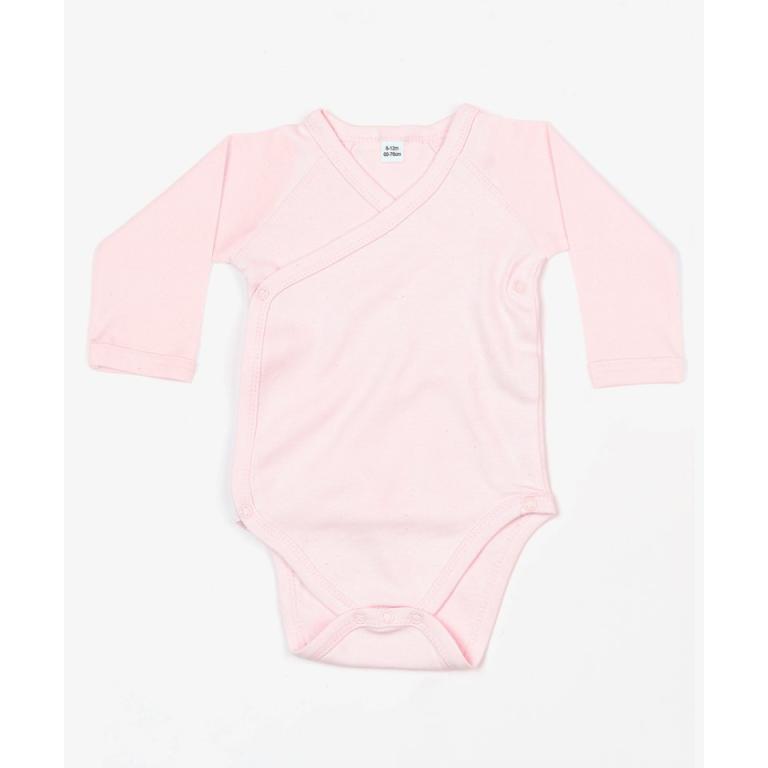 Baby long sleeve kimono bodysuit Powder Pink