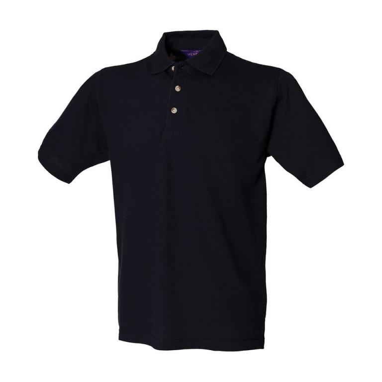 Classic cotton piqué polo with stand-up collar Navy