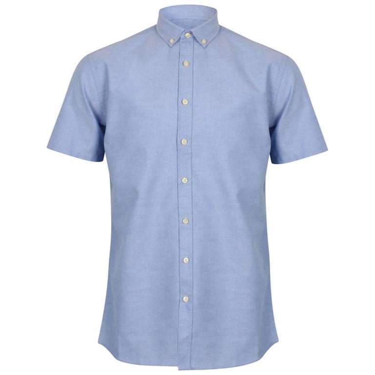 Modern short sleeve Oxford shirt Blue