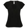 Women's pleat front short sleeve blouse Black