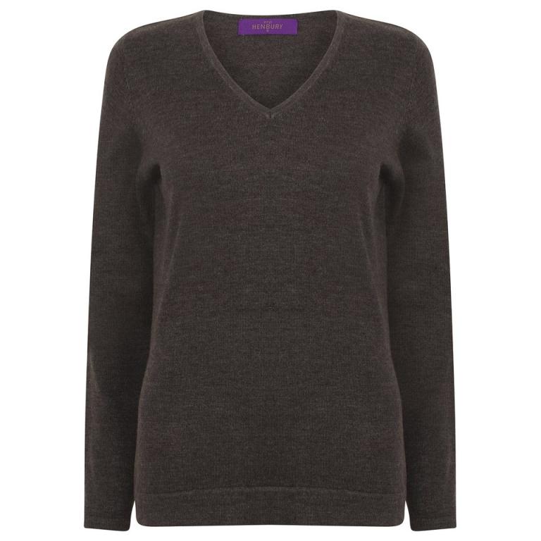 Women's 12 gauge v-neck jumper Grey Marl