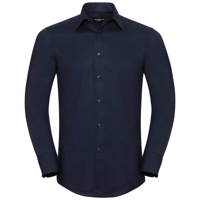 Long sleeve easycare tailored Oxford shirt Bright Navy