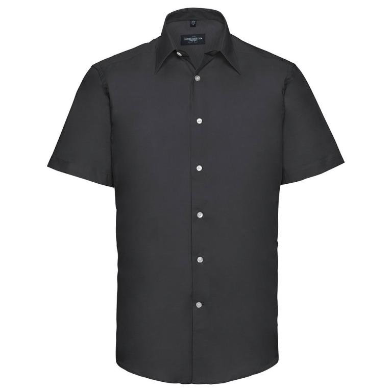 Short sleeve easycare tailored Oxford shirt Black