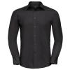 Long sleeve polycotton easycare fitted poplin shirt Black