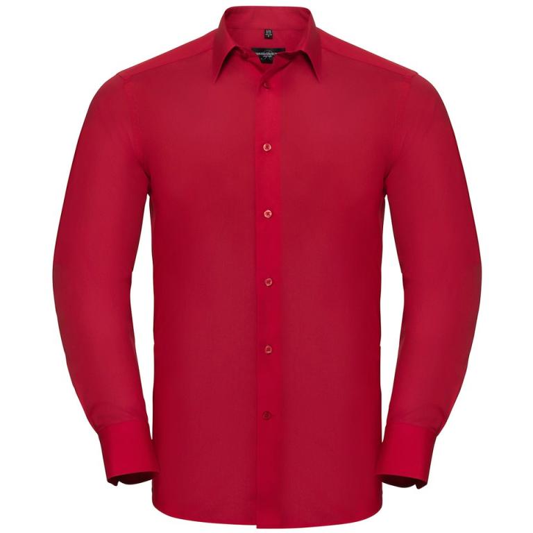 Long sleeve polycotton easycare fitted poplin shirt Classic Red