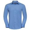 Long sleeve polycotton easycare fitted poplin shirt Corporate Blue