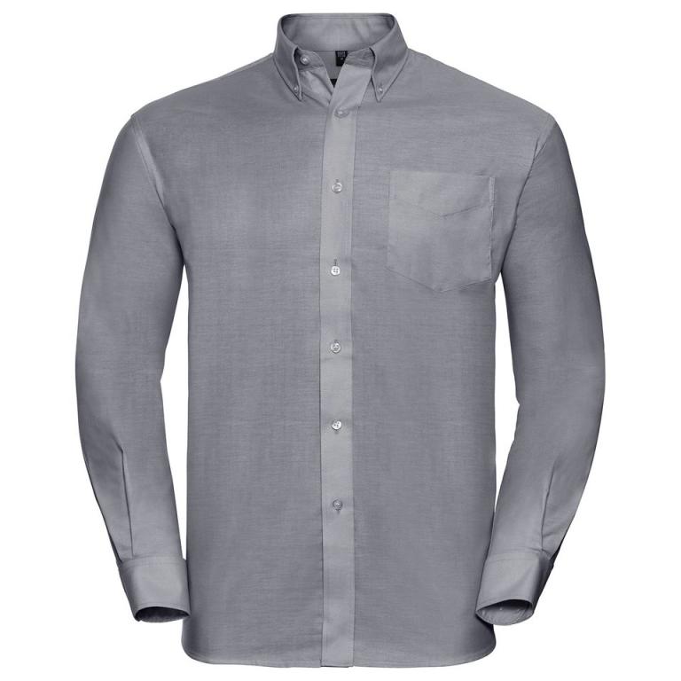 Long sleeve easycare Oxford shirt Silver