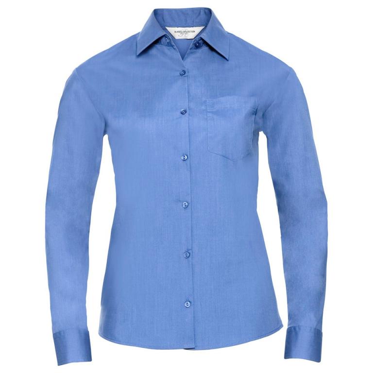 Women's long sleeve polycotton easycare poplin shirt Corporate Blue