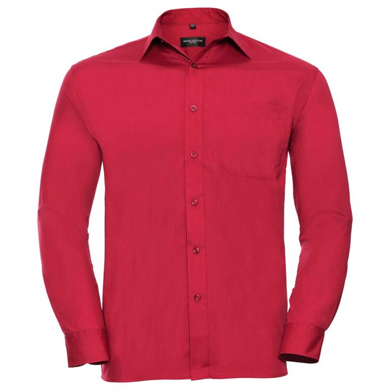 Long sleeve polycotton easycare poplin shirt Classic Red