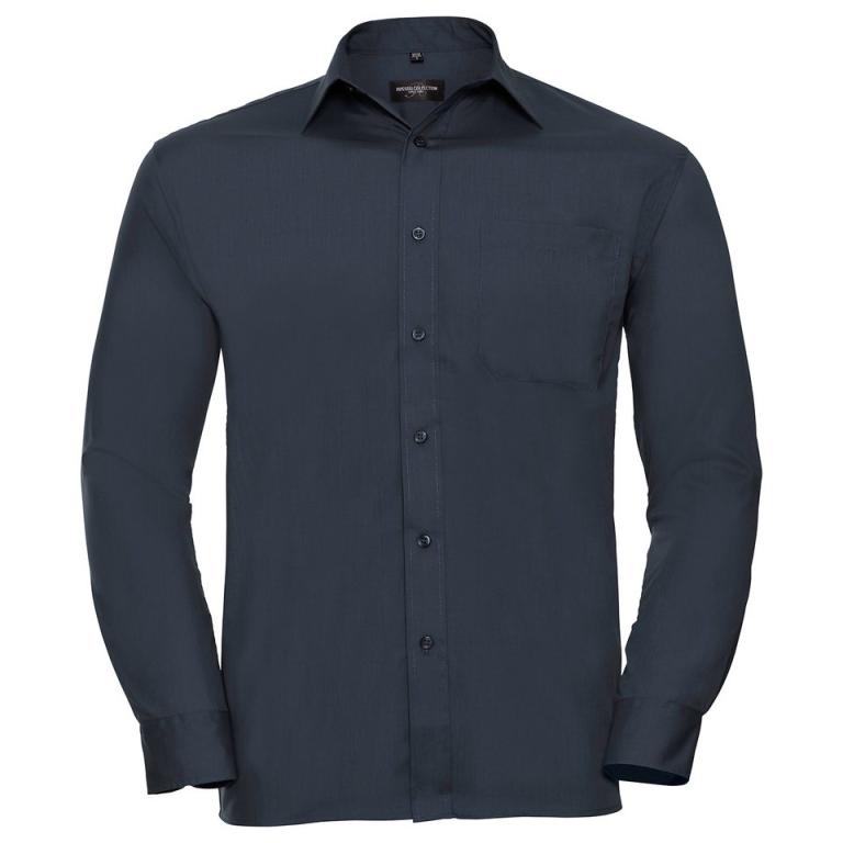 Long sleeve polycotton easycare poplin shirt French Navy