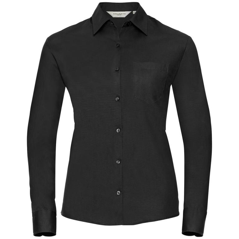 Women's long sleeve 100% cotton poplin shirt Black