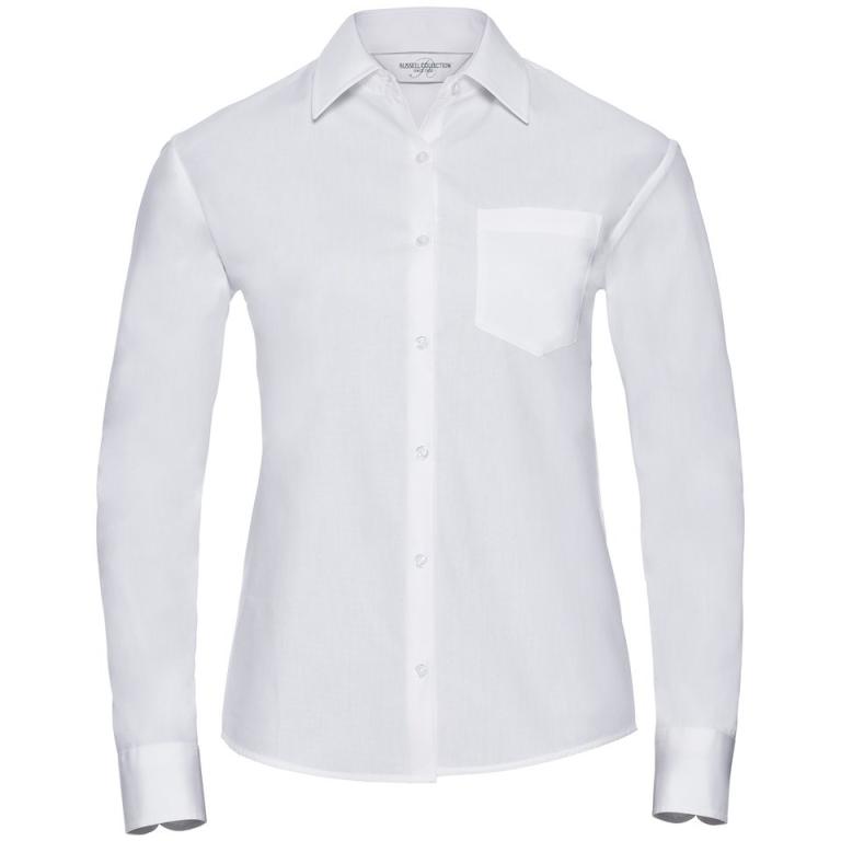 Women's long sleeve 100% cotton poplin shirt White