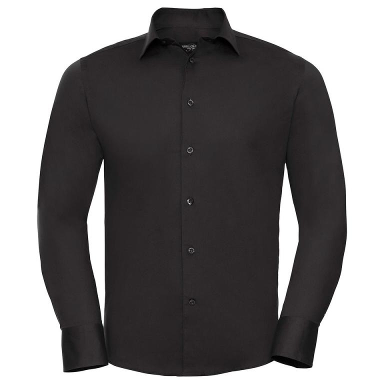 Long sleeve easycare fitted shirt Black