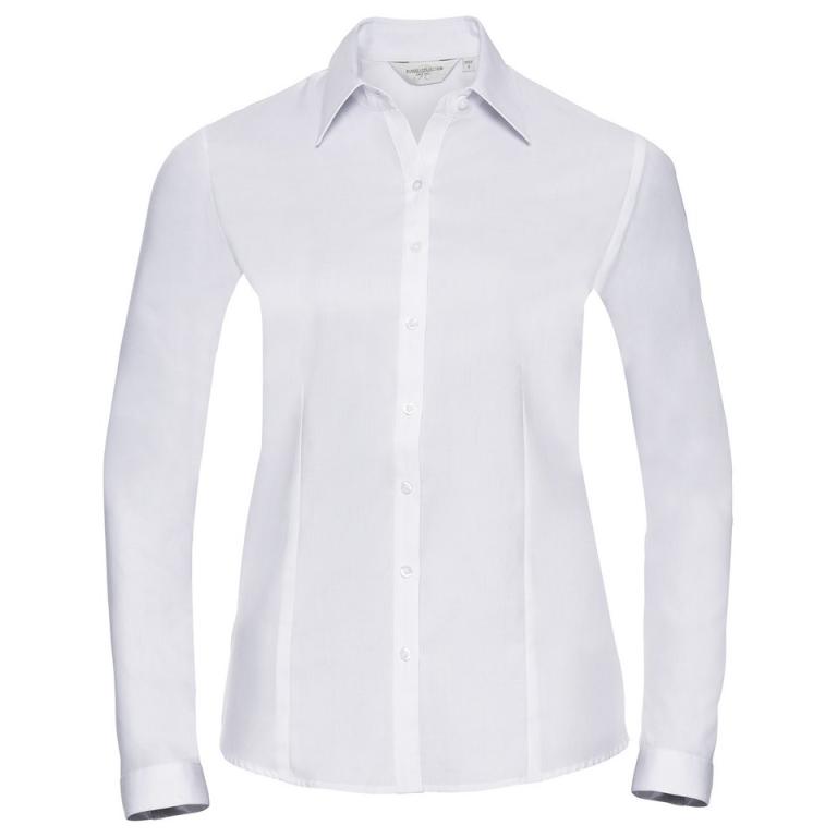 Women's long sleeve herringbone shirt White