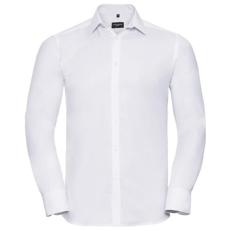 Long sleeve herringbone shirt White