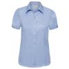 Women's short sleeve herringbone shirt Light Blue