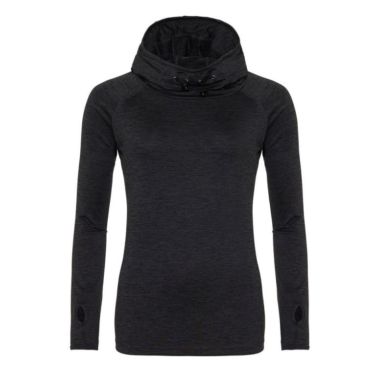 Women's cool cowl neck top Black Slate Melange