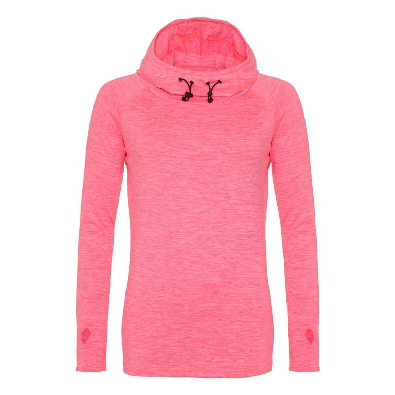 Women's cool cowl neck top Electric Pink Melange