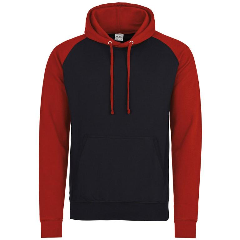 Baseball hoodie Jet Black/Fire Red