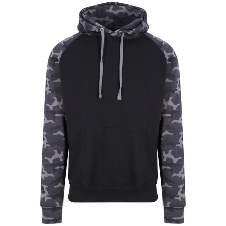 Baseball hoodie Solid Black/Black Camo