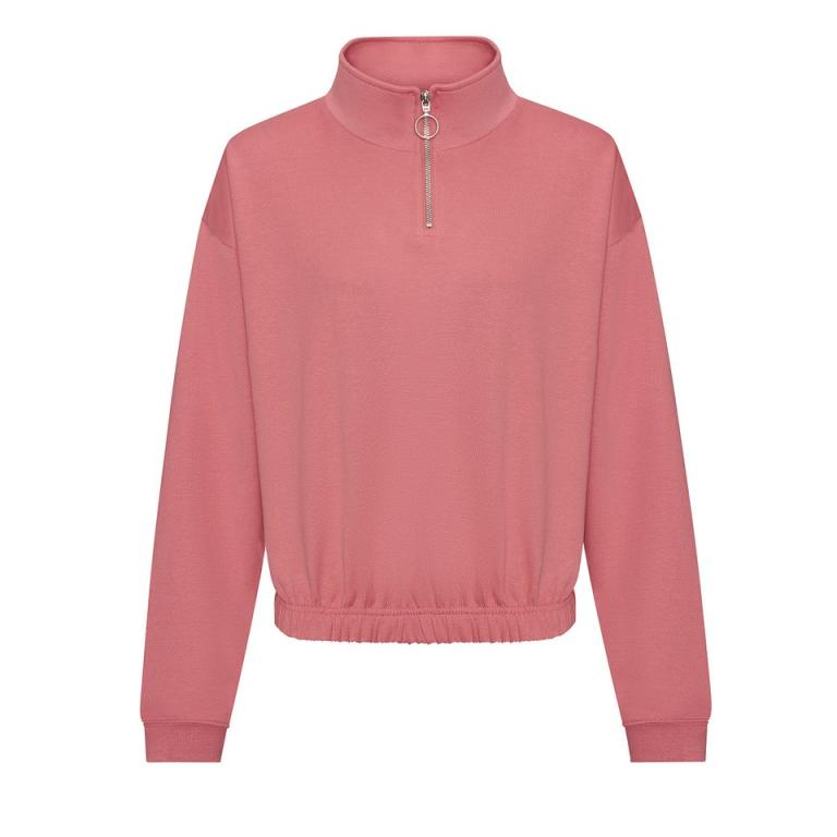 Women's cropped ¼-zip sweat Dusty Rose