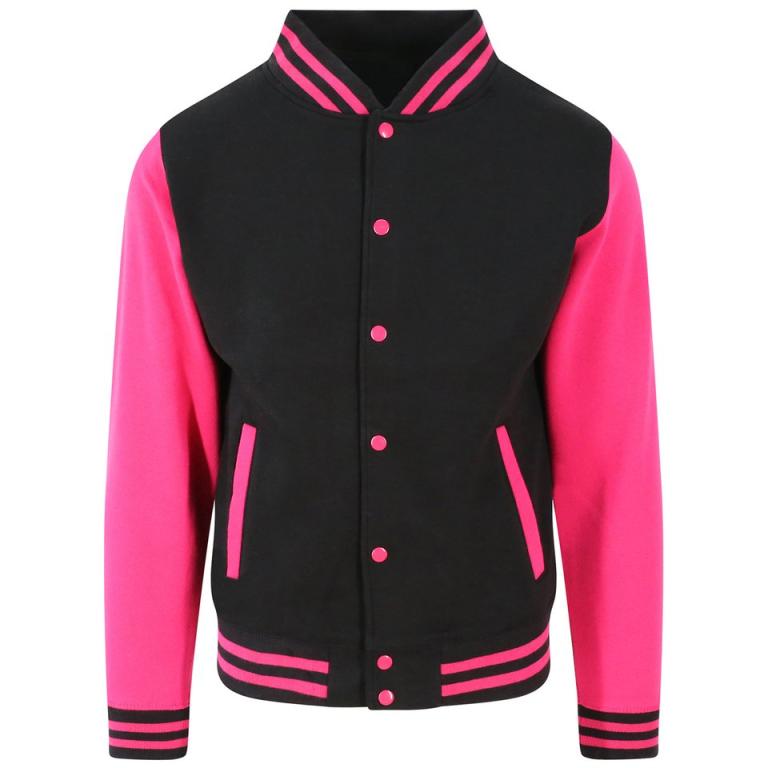 Varsity jacket Jet Black/Hot Pink