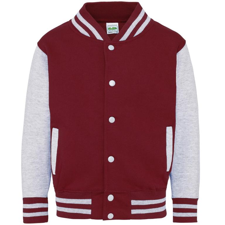 Kids varsity jacket Burgundy/Heather Grey