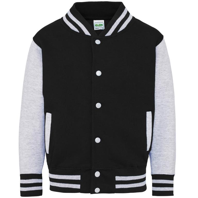 Kids varsity jacket Jet Black/Heather Grey