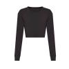 Women's long sleeve cropped T Heather Black