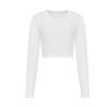 Women's long sleeve cropped T Solid White