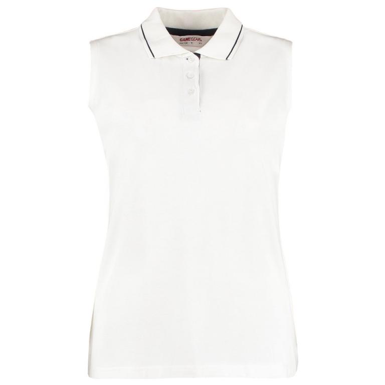 Women's Gamegear® proactive sleeveless polo (classic fit) White/Navy