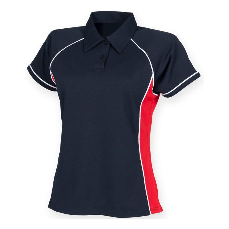 Women's piped performance polo Navy/Red/White