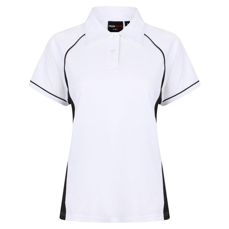 Women's piped performance polo White/Black/Black