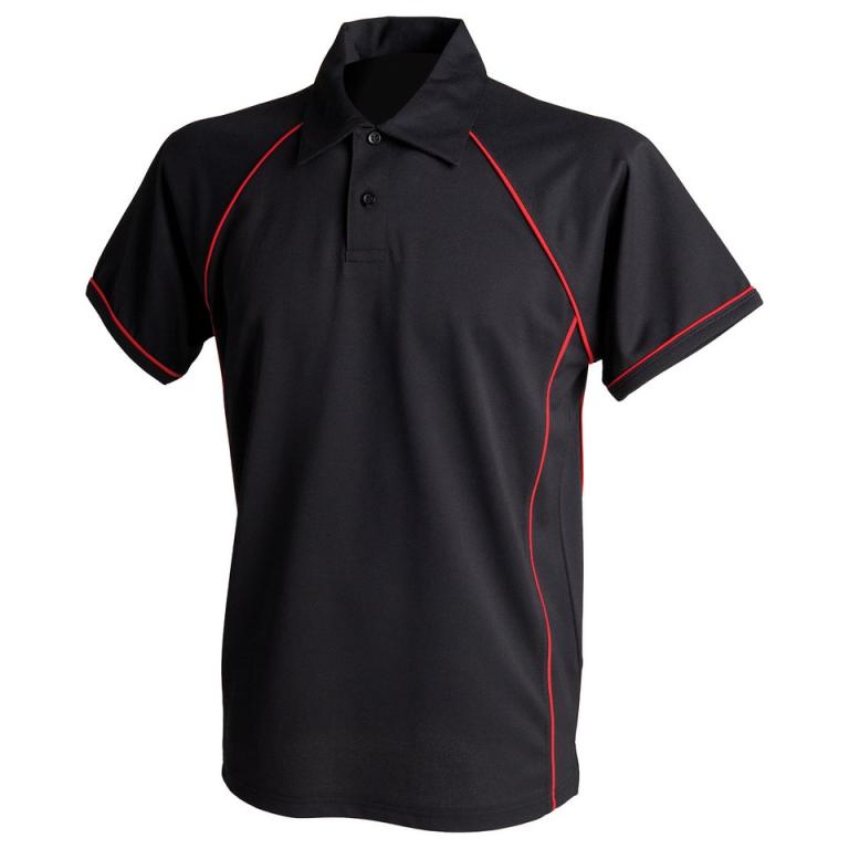 Kids piped performance polo Black/Red