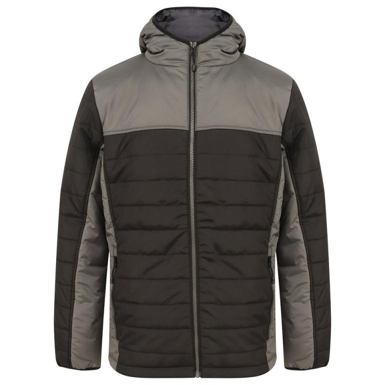 Hooded contrast padded jacket  Black/Gunmetal Grey