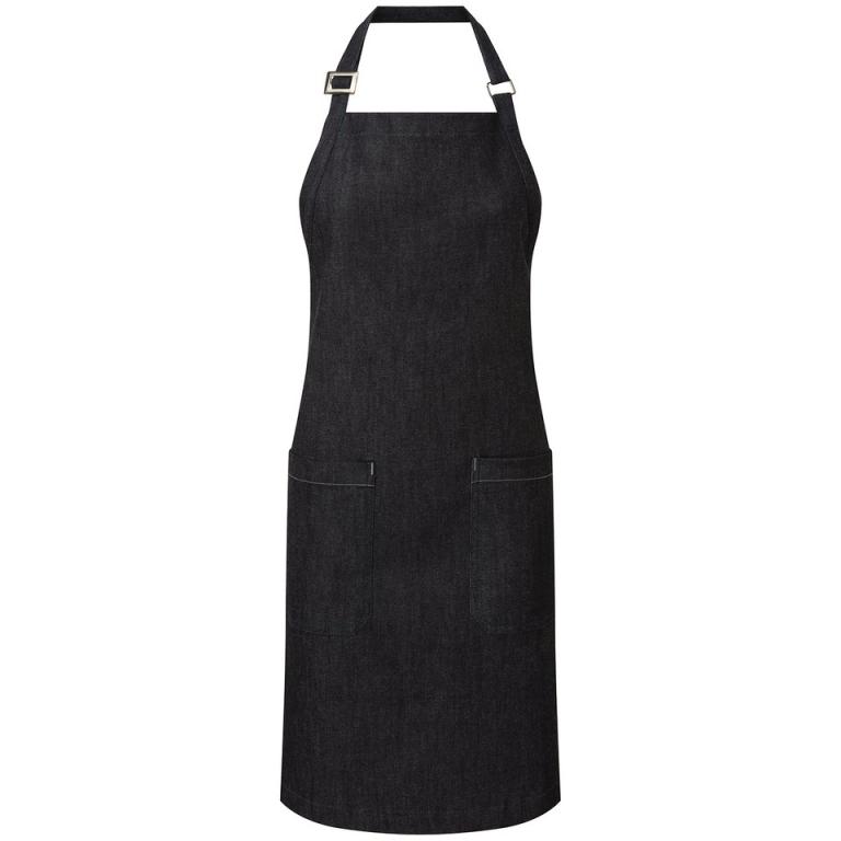 Cotton denim bib apron, organic and Fairtrade certified Indigo Denim