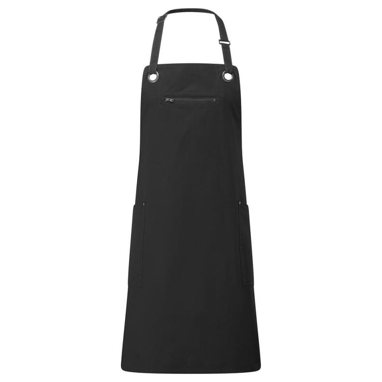 ‘Barley’ Contrast Stitch Bib Apron Black/Charcoal